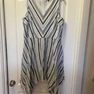 Striped Sleeveless Dress - Blue and White